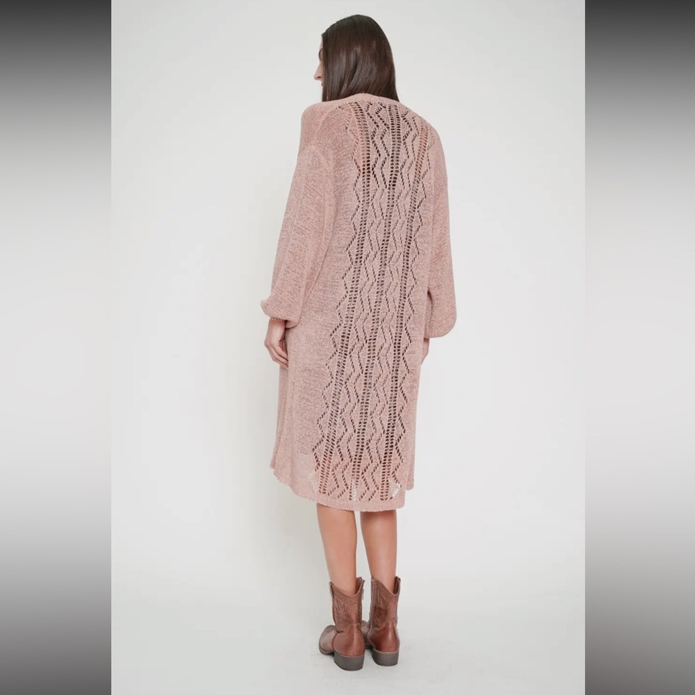 142. Cardigan Long Coral Ballon Sleeve Knit Oversized 
S/M & M/L Available NEW - Picture 3 of 6